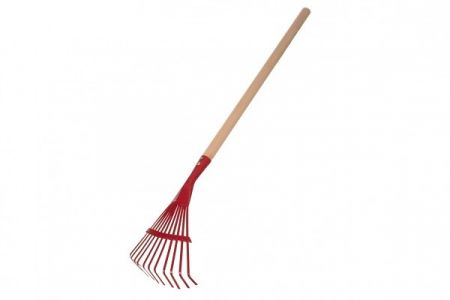 Hrábě planžetové červené s násadou kov/dřevo