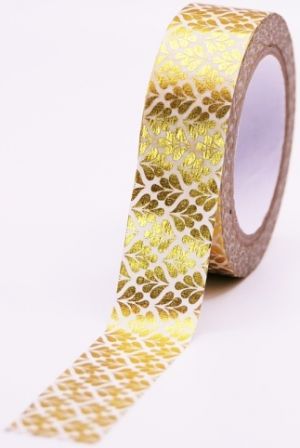 Dekorační páska GG FT 933241 Golden leaves 10m x 15mm