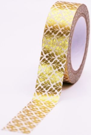 Dekorační páska GG FT 933241 Golden leaves 10m x 15mm