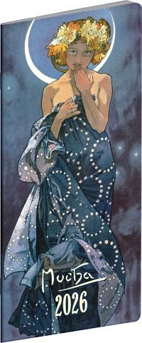 Diář kapesní Alfons Mucha 2026, plánovací měsíční, 8 x 18 cm / PGD-MESPL-35780