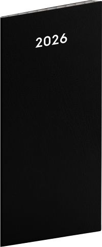 Diář kapesní Černý 2026, plánovací měsíční, 8 x 18 cm / PGD-MESPL-35784
