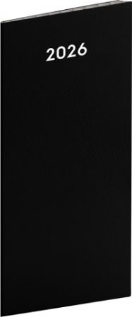 Diář kapesní Černý 2026, plánovací měsíční, 8 x 18 cm / PGD-MESPL-35784