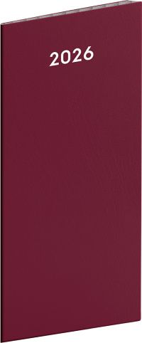 Diář kapesní Vínový 2026, plánovací měsíční, 8 x 18 cm / PGD-MESPL-35782