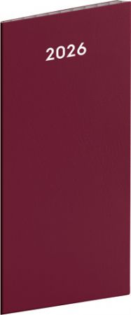 Diář kapesní Vínový 2026, plánovací měsíční, 8 x 18 cm / PGD-MESPL-35782
