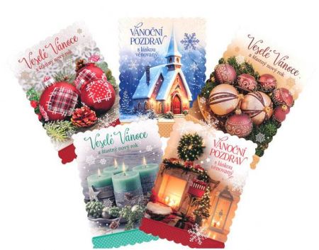 Vánoční pohlednice s brokátem S-438