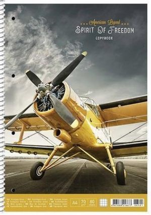 Spirálový sešit &quot;Spirit of Freedom&quot;, mix motivů, A4, čtverečkovaný, 80 listů, SHKOLYARYK A