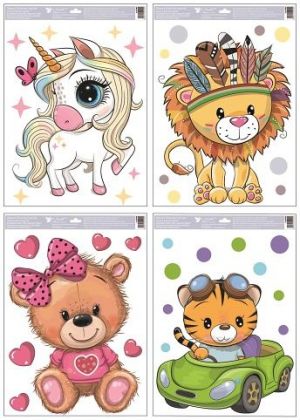 Okenní fólie barevná zvířátka 30 x 50 cm
