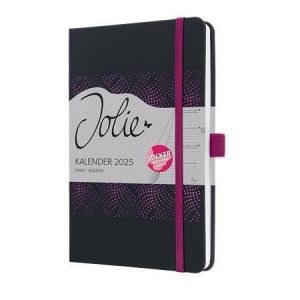 Diář &quot;Jolie&quot;, černá-růžová, A5, týdenní, 2025, tvrdé desky, SIGEL J5213
