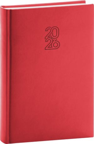 Diář denní Aprint 2026, červený, 15 x 21 cm / PGD-DA5AP-6140