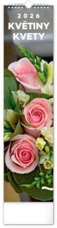Kalendář nástěnný Květiny – Kvety 2026, 12 x 48 cm / PGN-35755-L
