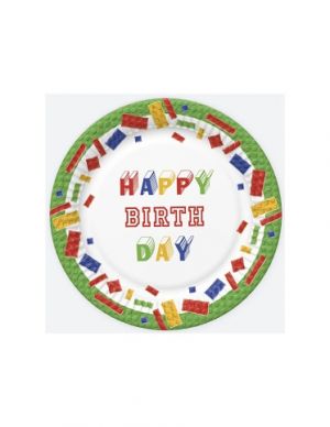 Papírový talíř velký - Building Blocks Birthday