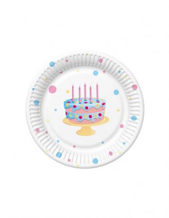 Papírový talíř velký - B&sbquo;day Cake with Balloons