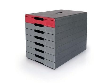 Zásuvkový box "Idealbox pro 7", červená, plastový, 7 zásuvek, DURABLE 776303