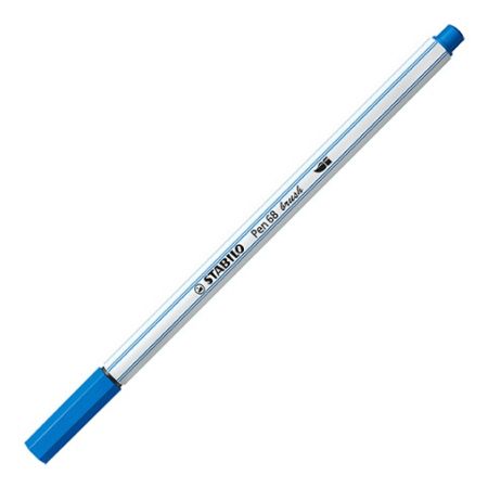 STABILO Prémiový vláknový fix s flexibilním štětcovým hrotem - Pen 68 brush - tmavě modrá