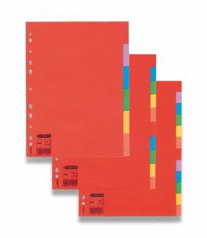 Rejstříky "Economy", mix barev, karton, 12dílů, A4, ESSELTE