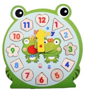 Skládačka hodiny dřevěná žabka