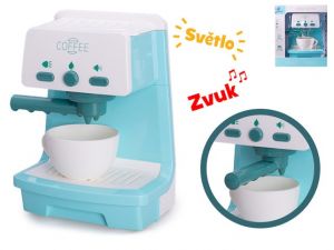Kávovar pákový 16,5x12cm na baterie se světlem, zvukem a doplňky v krabičce