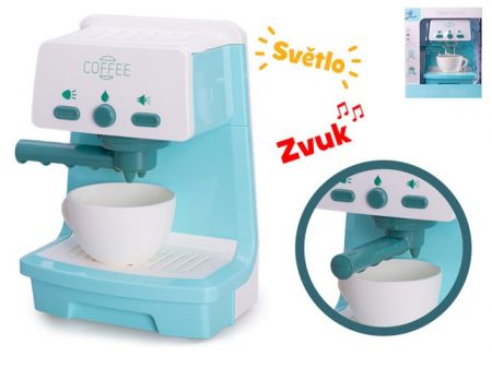 Kávovar pákový 16,5x12cm na baterie se světlem, zvukem a doplňky v krabičce