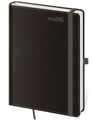 Diář týdenní B6 Double Black s poutkem na propisku 2026 / 16,5cm x 12cm / DB433-7-26