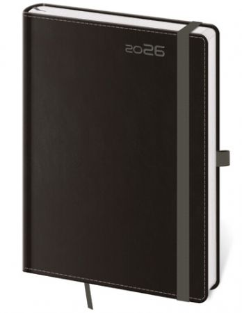 Diář týdenní B6 Double Black s poutkem na propisku 2026 / 16,5cm x 12cm / DB433-7-26