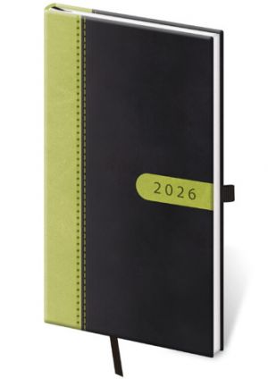 Diář týdenní kapesní Bora - černo/zelená 2026 / 15cm x 8cm / DBO426-1-26
