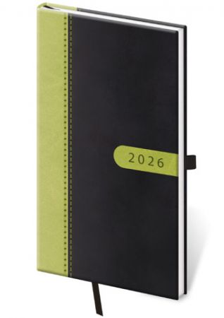 Diář týdenní kapesní Bora - černo/zelená 2026 / 15cm x 8cm / DBO426-1-26