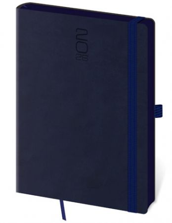 Diář týdenní A5 Memory s gumičkou - tmavě modrá 2026 / 20,5cm x 14,5cm / DM423-2-26