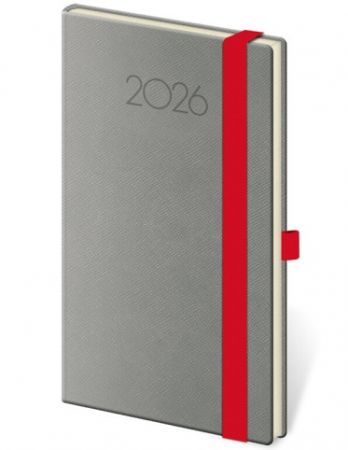 Diář týdenní kapesní New Praga - tmavě šedá 2026 / 14cm x 9cm / DNP436-4-26