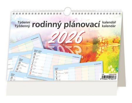 Kalendář stolní Týdenní rodinný plánovací kalendář 2026 / 16,9cm x 22,6cm / S35-26