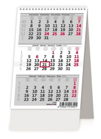 Kalendář stolní MINI tříměsíční kalendář ČR/SR 2026 / 19,5cm x 11cm / S69-26