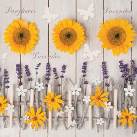 Ubrousky DAISY L (20ks) Lavender and Sunflower Composition with Wooden Sticks