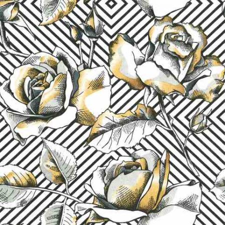 Ubrousky DAISY L (20ks) Golden Roses on a Diagonal Stripes