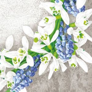 Ubrousky DAISY L (20ks) Snowdrops and Grape Hyacinths Wreath on Concrete