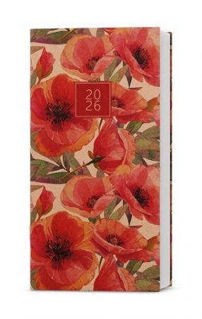 Diář měsíční - Halina - kraft - Květiny 2026 / 21cm x 11cm / BMH2-1-26