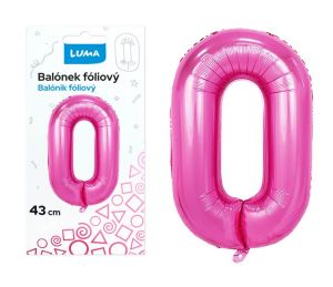 Balónek foliový č.0 RŮŽOVÝ 43 cm LUMA