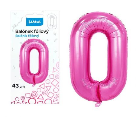 Balónek foliový č.0 RŮŽOVÝ 43 cm LUMA