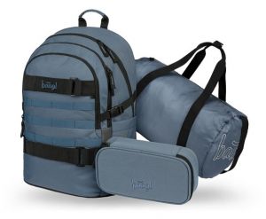 BAAGL SET 3 Skate Dust Blue: batoh, penál, sportovní taška