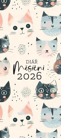 Diář měsíční potisk 2026 / 8cm x 18cm / DM188