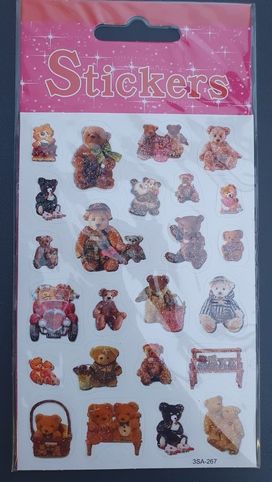 Nálepky samolepky medvídci ttřpytivé 1 arch