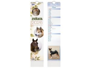 Kalendář nástěnný vázankový Zvířata 2026 / 50cm x 10cm / 1061688