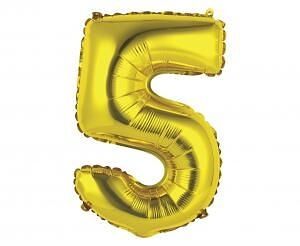 GD balónek fóliový 35cm "5" zlatá