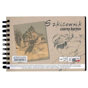 Skicák v deskách černý p A5/60l 170g SP
