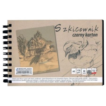 Skicák v deskách černý p A5/60l 170g SP