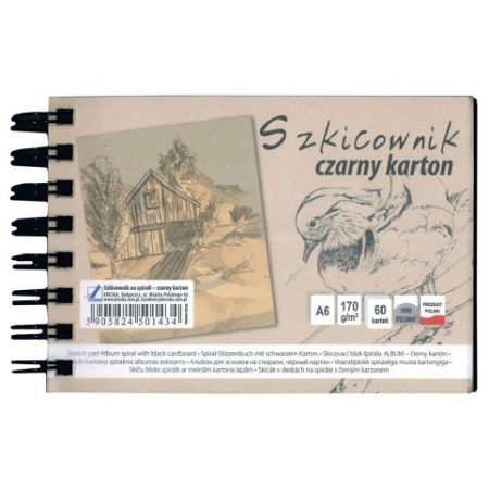 Skicák v deskach černý p A6/60l 170g SP