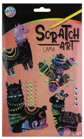 Kreativní set vytvoř si vlastní vyškrabovací zvířátka 4 ks + doplňky LAMA