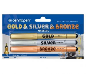 Popisovač CENTROPEN 2670/3 stříbrný+ zlatý + bronzový