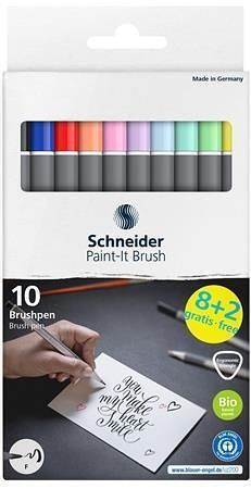 Popisovač "Paint-It 070", 10 různých barev, sada, flexibilní štětcový hrot, SCHNEIDER ML07