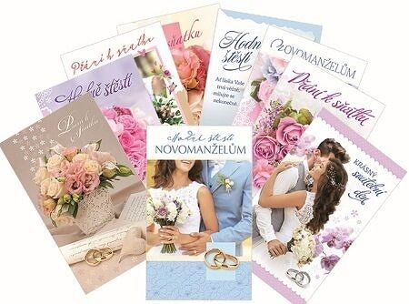 MEZUZA Přání &quot; E &quot; svatební s kapsou