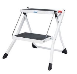 Schůdky "Picoly", bílá, 2 schody, skládací, ocelové, KRAUSE 130983