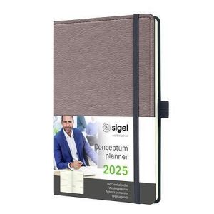 Diář "Conceptum", šedohnědá, A5, týdenní, 2025, tvrdé desky, SIGEL C2551